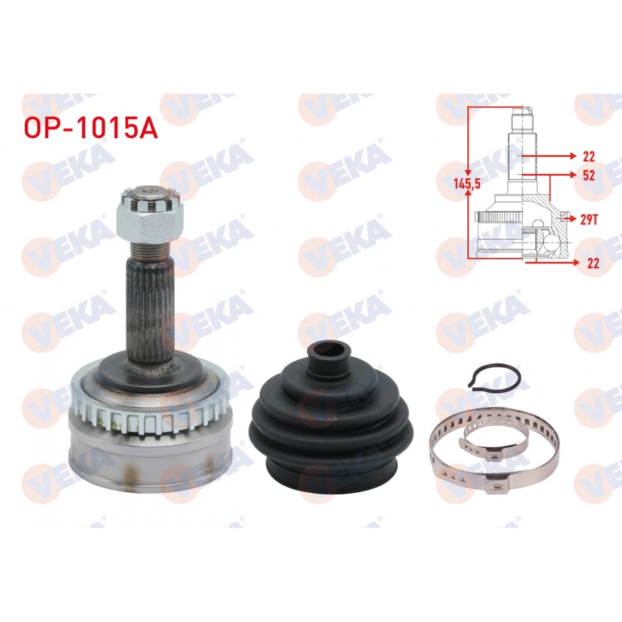 AKS KAFASI SOL-SAG ON DIS OPEL VECTRA A 1.6 ABSLI 29 DIS 22X22X52 UZUNLUK 144,8 mm 1988-1995