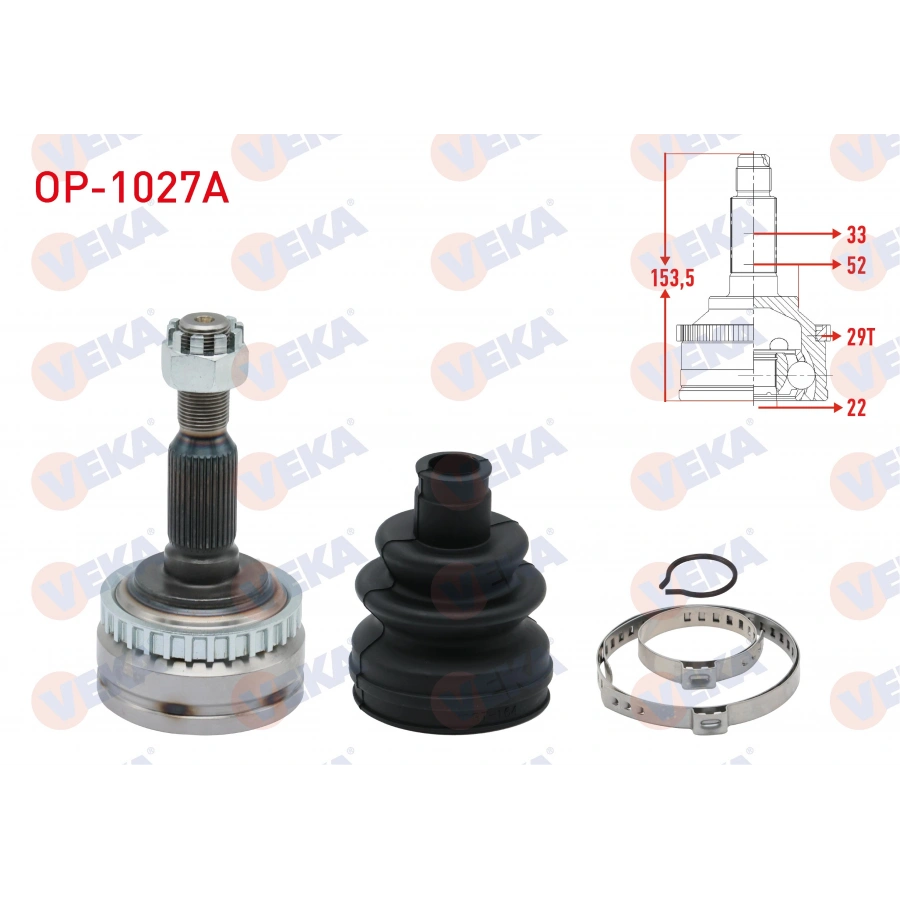 AKS KAFASI SOL-SAG ON DIS OPEL VECTRA B 1.6i ABSLI 29 DIS 33X22X52 UZUNLUK 153,5mm 1995-2003