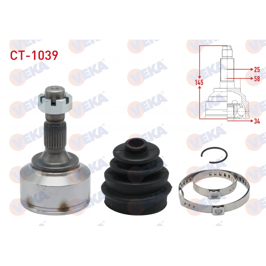 AKS KAFASI SOL-SAG ON DIS PEUGEOT 307 (3A/C) 1.4 HDI 25X34X58 UZUNLUK 145 mm 2000-2007