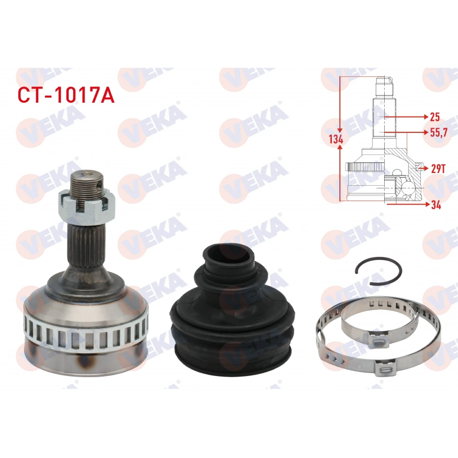 AKS KAFASI SOL-SAG ON DIS PEUGEOT PARTNER (5,5F) 1.9 D ABSLI 29 DIS 25X34X58,4 UZUNLUK 135 mm 1996-2008