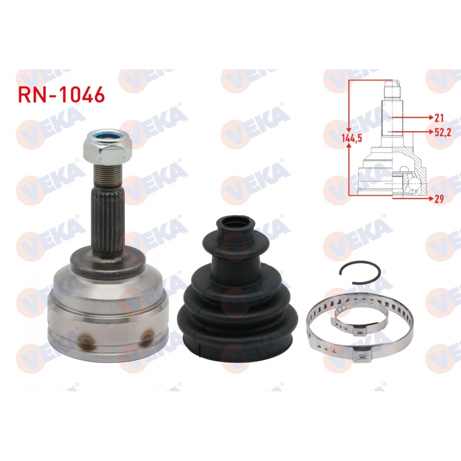 AKS KAFASI SOL-SAG ON DIS RENAULT KANGOO (KC0/1) 1.5 DCI INCE FREZE 21X29X52,2 UZUNLUK 144,5 mm 1998-2008