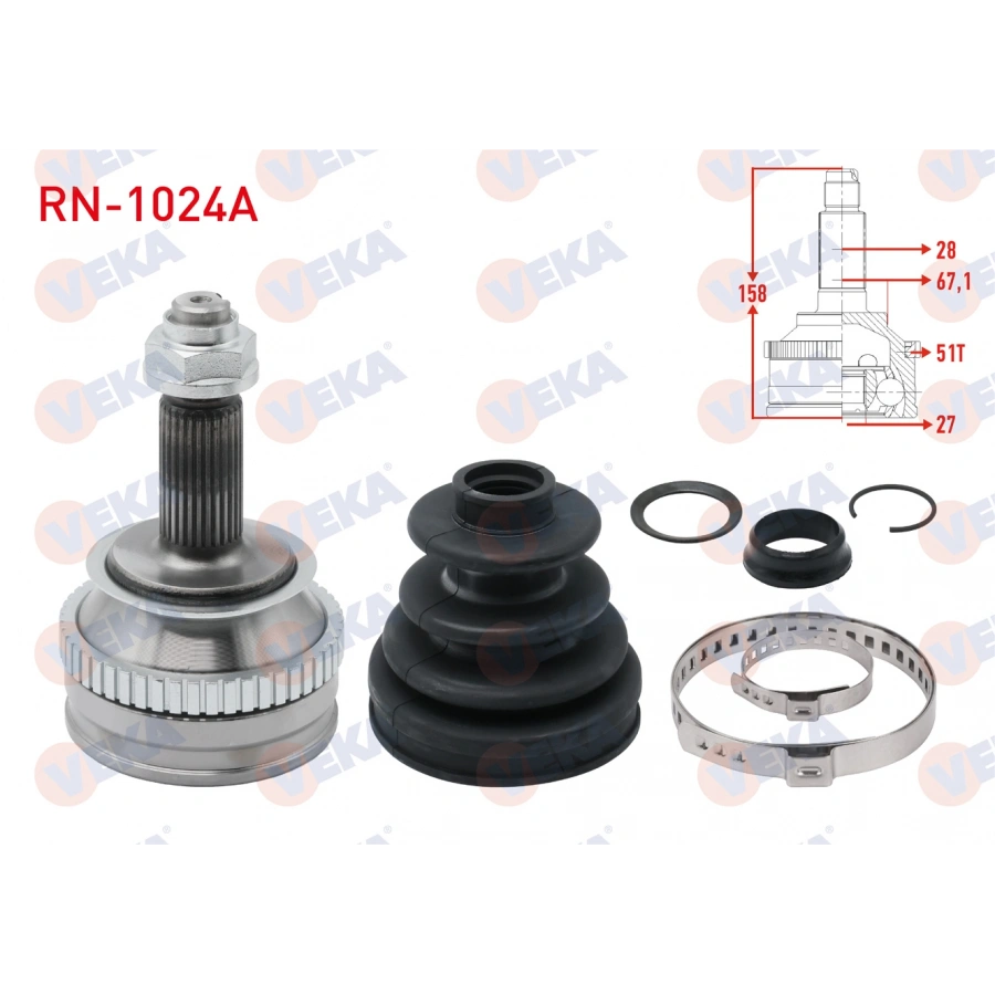 AKS KAFASI SOL-SAG ON DIS RENAULT MASTER II (FD) 2.5 D S8U ABSLI 51 DIS 28X27X67,1 UZUNLUK 158 mm 1998-2010