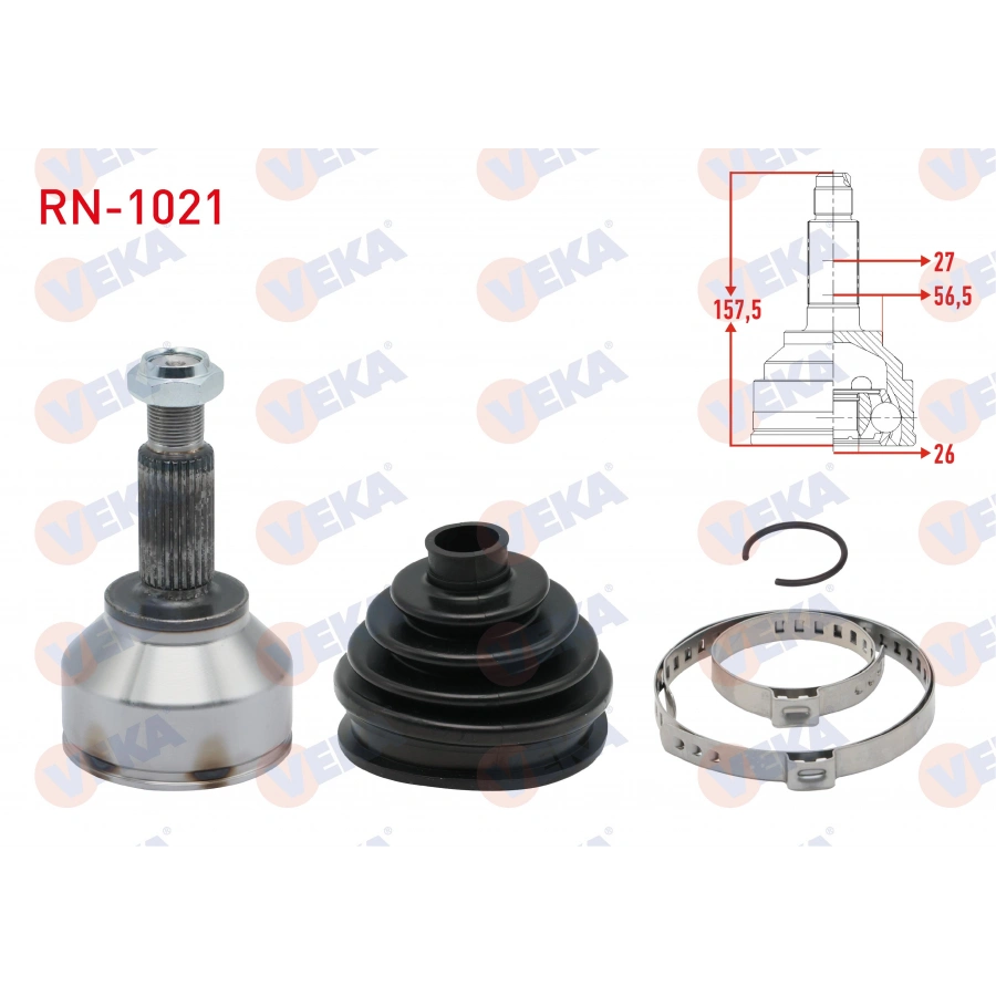 AKS KAFASI SOL-SAG ON DIS RENAULT TRAFIC II (FL) 1.9 DCI 27X26X56,5 UZUNLUK 157,5 mm 2001-2014