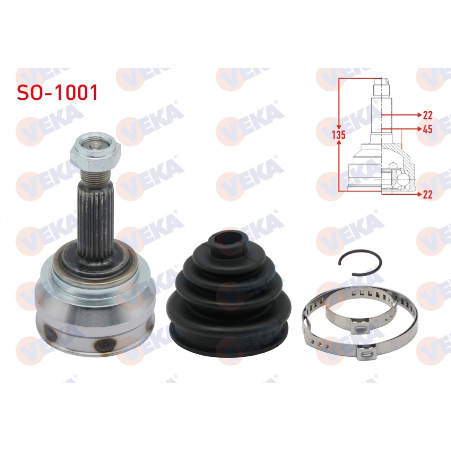 AKS KAFASI SOL-SAG ON DIS SKODA FAVORIT 135 1.3 22X22X45 UZUNLUK 134.8mm 1989-1994