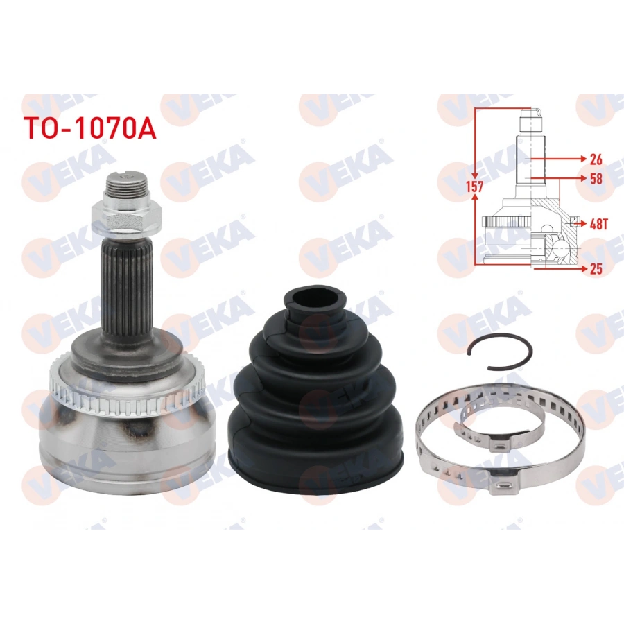 AKS KAFASI SOL-SAG ON DIS TOYOTA COROLLA (_E12_) 1.4 D-4D ABSLI 48 DIS 25X26X58 UZUNLUK 156,5 mm 2002-2007