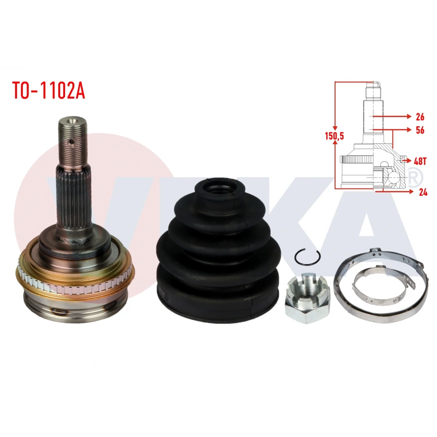 AKS KAFASI SOL-SAG ON DIS TOYOTA COROLLA (_E9_) 1.6i ABSLI 48 DIS 26X24X56 UZUNLUK 150,6mm 1987-1993