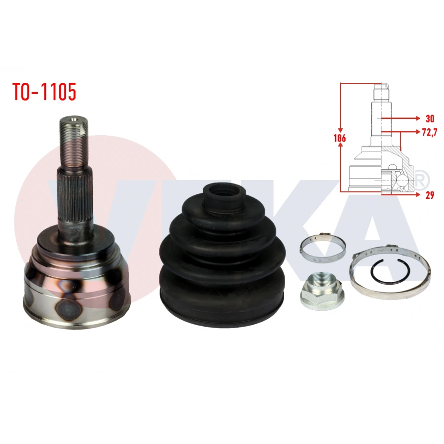 AKS KAFASI SOL-SAG ON DIS TOYOTA HI-LUX PICK UP (_N_) 2.5 D-4D 30X29X72.7 UZUNLUK 186mm 1983-2005