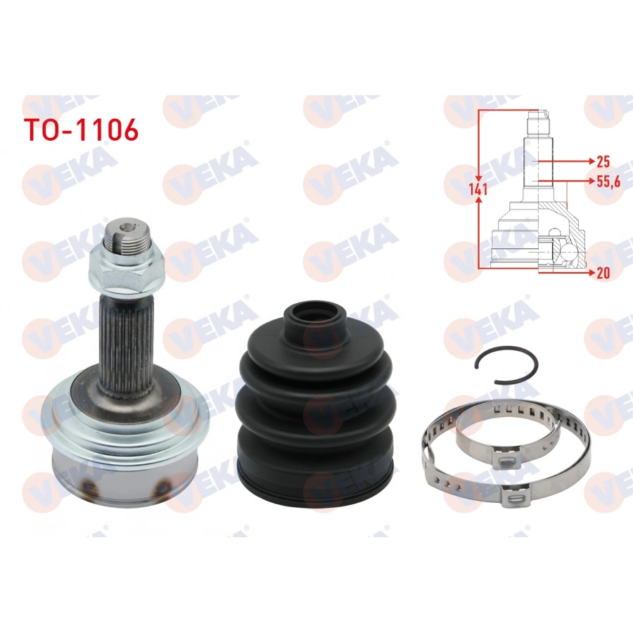 AKS KAFASI SOL-SAG ON DIS TOYOTA YARIS (P9) 1.0 VVT-I 26X20X55,6 UZUNLUK 142mm 2006-2010