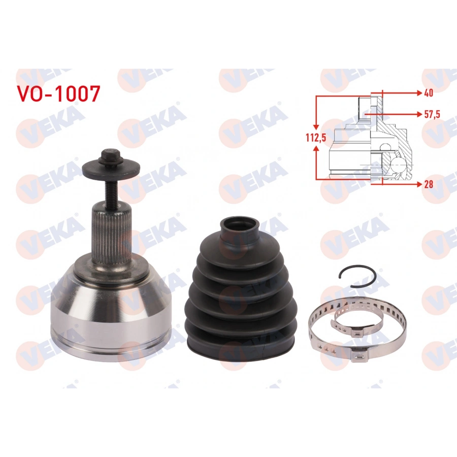 AKS KAFASI SOL-SAG ON DIS UZUNLUK 112,5mm VOLVO XC60 D3 - D4 -T5 -T6 A-T 2015-