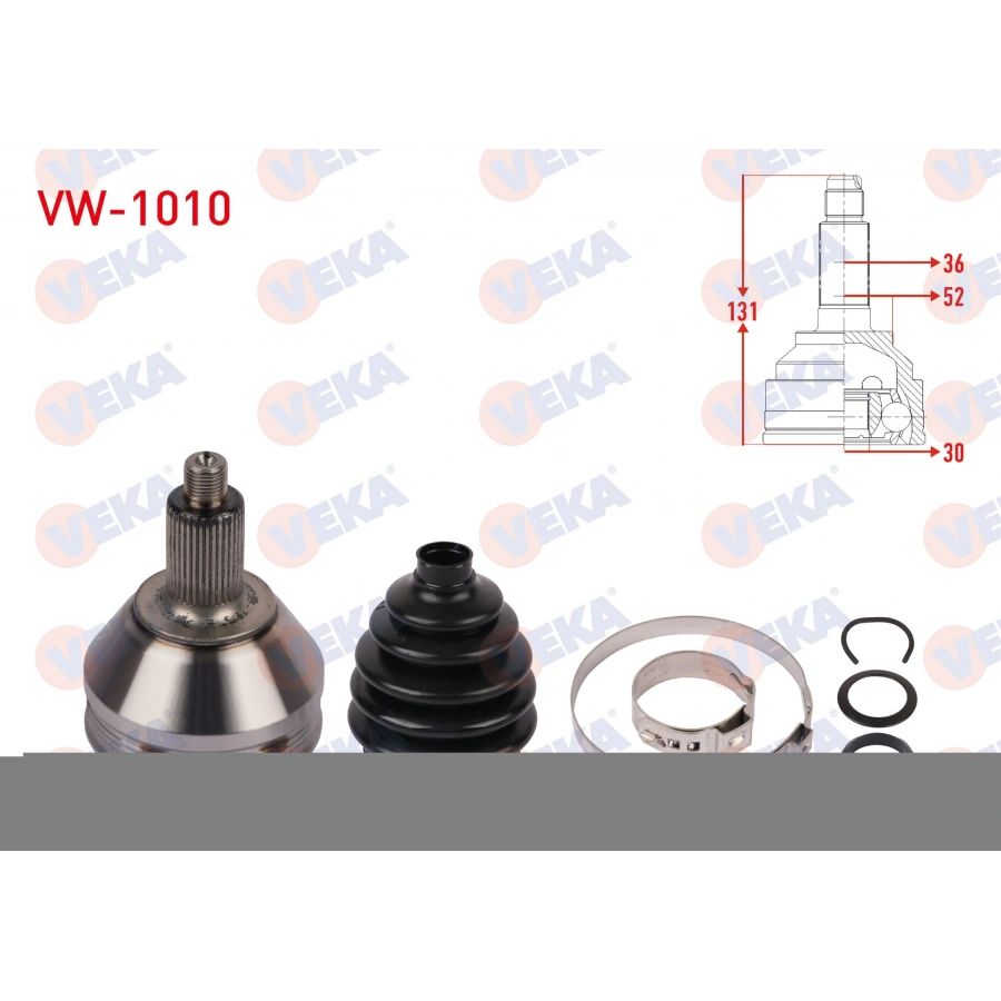 AKS KAFASI SOL-SAG ON DIS UZUNLUK 131mm VOLKSWAGEN POLO 1.4 - 1.6 A-T 2006-2009 / SKODA FABIA 1.6 A-T 2007-2014 / SEAT IBIZA 1.6 A-T 2006-2009