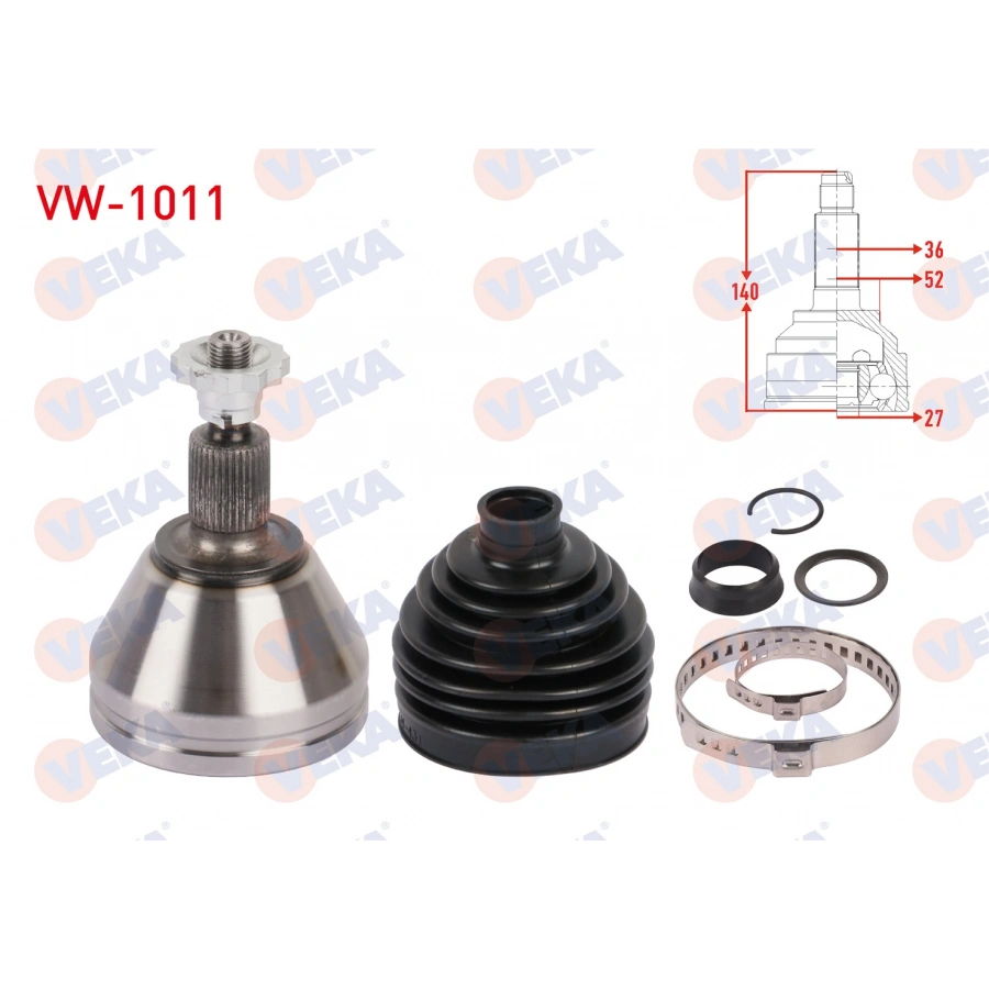 AKS KAFASI SOL-SAG ON DIS UZUNLUK 140mm VW POLO (6R) 1.4 TDI A-T 14-/ (6R, 6C) 1.0 TSI, 1.6 TDI A-T 09-/SEAT IBIZA IV (6J5) 1.4 TDI A-T 05-17/SKODA FABIA (NJ3) 1.4 TDI A-T 14-/RAPID 1.4 TDI A-T 15-19