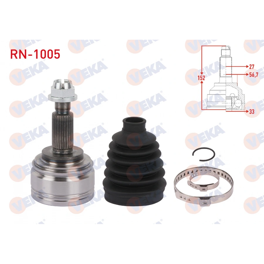 AKS KAFASI SOL-SAG ON DIS UZUNLUK 152mm RENAULT KANGOO (KW0/1) 1.5 DCI 105 HP 6 VITES 2008-