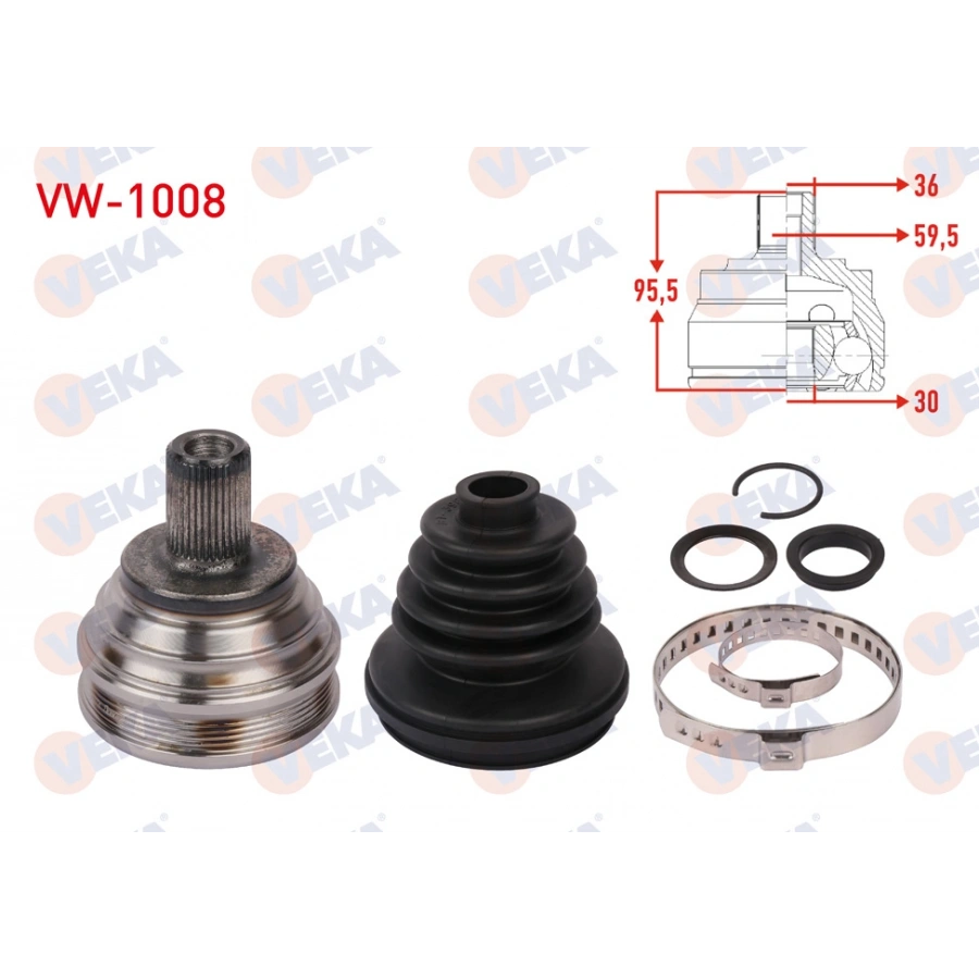 AKS KAFASI SOL-SAG ON DIS UZUNLUK 95,5mm VOLKSWAGEN JETTA IV 1.2 TSI / 1.4 TSI 2010-2017