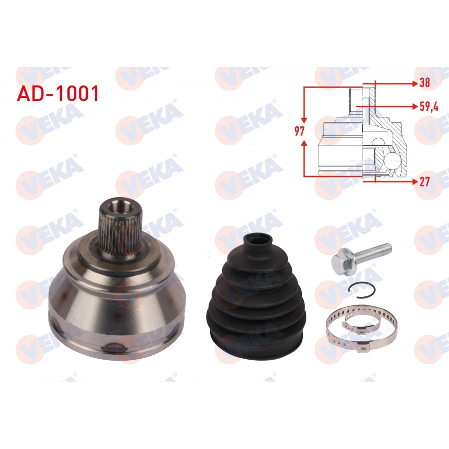AKS KAFASI SOL-SAG ON DIS UZUNLUK 97mm AUDI A6 (4F2,C6) 2.0 TDI A-T 2004-2011 / A8 (4E_) 3.0 TDI A-T 2003-2011