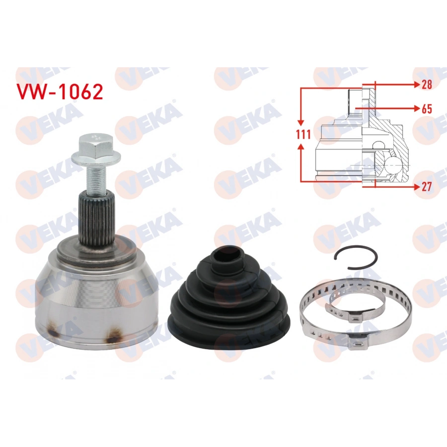 AKS KAFASI SOL-SAG ON DIS VOLKSWAGEN AMAROK 2.0 BITDI M-T 28X27X65 UZUNLUK 111 mm 2010-