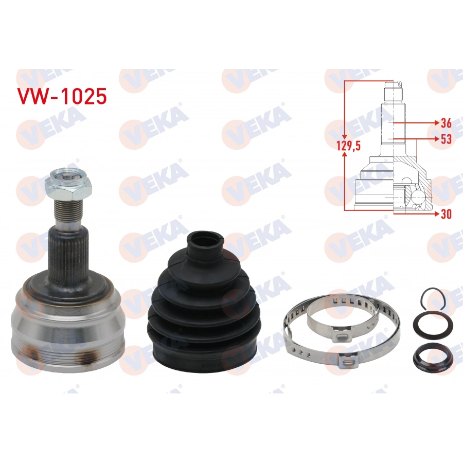 AKS KAFASI SOL-SAG ON DIS VOLKSWAGEN GOLF IV (1J1) 1.6i 36X30X53 UZUNLUK 129 mm 1997-2005