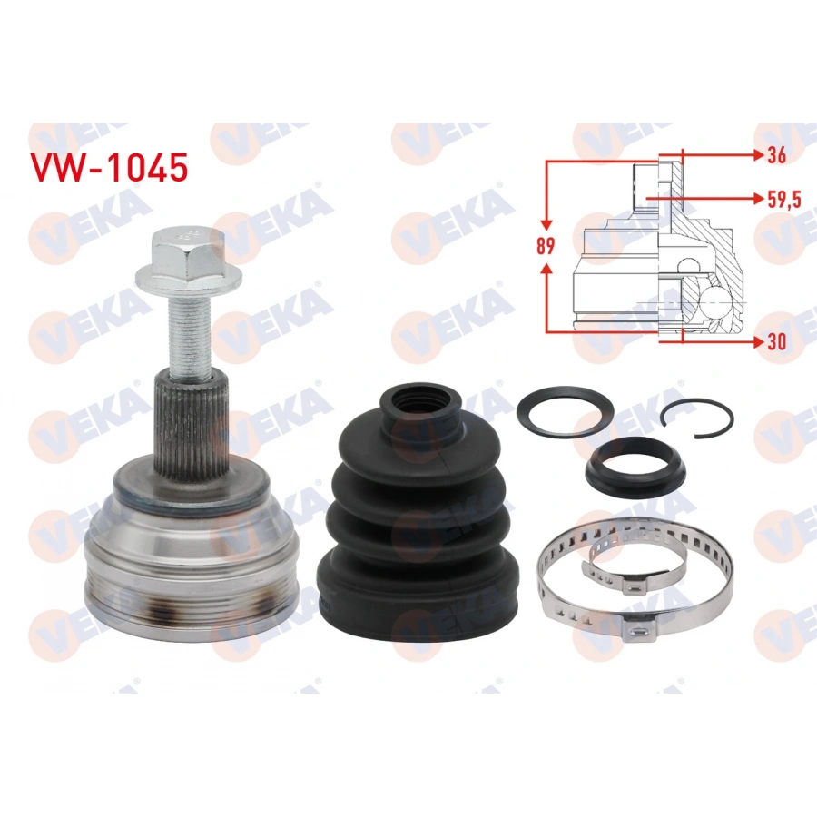 AKS KAFASI SOL-SAG ON DIS VOLKSWAGEN GOLF V (1K1) 1.4i 36X30X59.5 UZUNLUK 89 mm 2003-2009