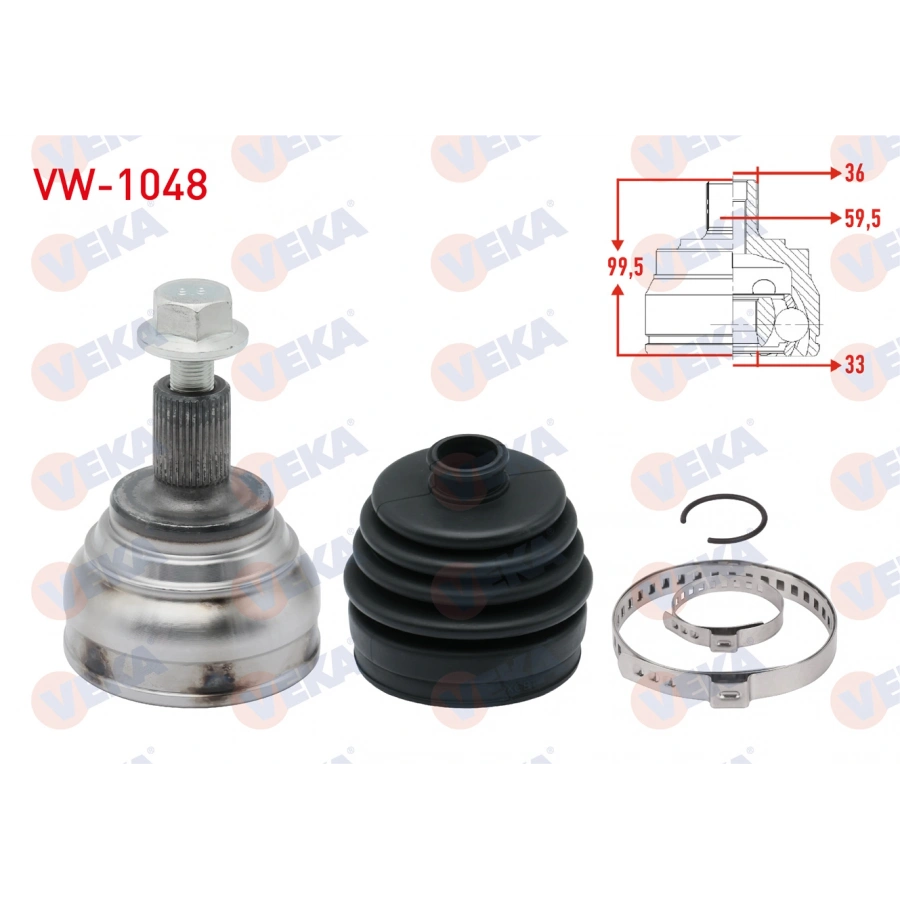 AKS KAFASI SOL-SAG ON DIS VOLKSWAGEN GOLF VI (5K1) 1.4 TSI 36X33X59,5 UZUNLUK 99,5mm 2008-2013