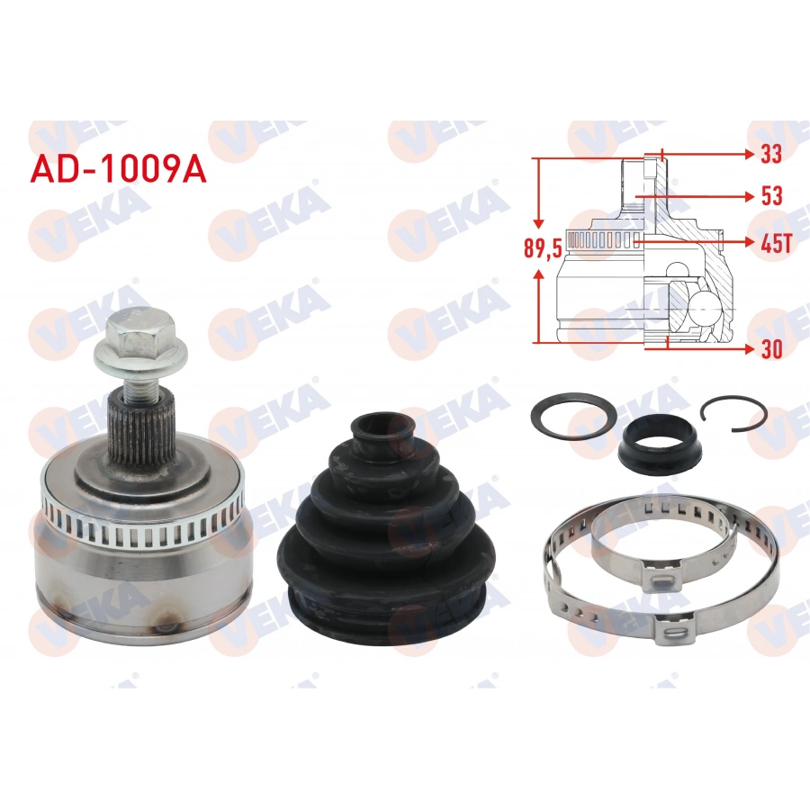 AKS KAFASI SOL-SAG ON DIS VOLKSWAGEN PASSAT (3B2) 1.8 T ABSLI 45 DIS 33X30X53 UZUNLUK 89,5mm 1996-2000