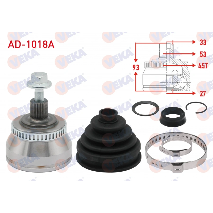 AKS KAFASI SOL-SAG ON DIS VOLKSWAGEN PASSAT (3B2) 1.9 TDI ABSLI 45 DIS 33X27X53 UZUNLUK 93 mm 1996-2000
