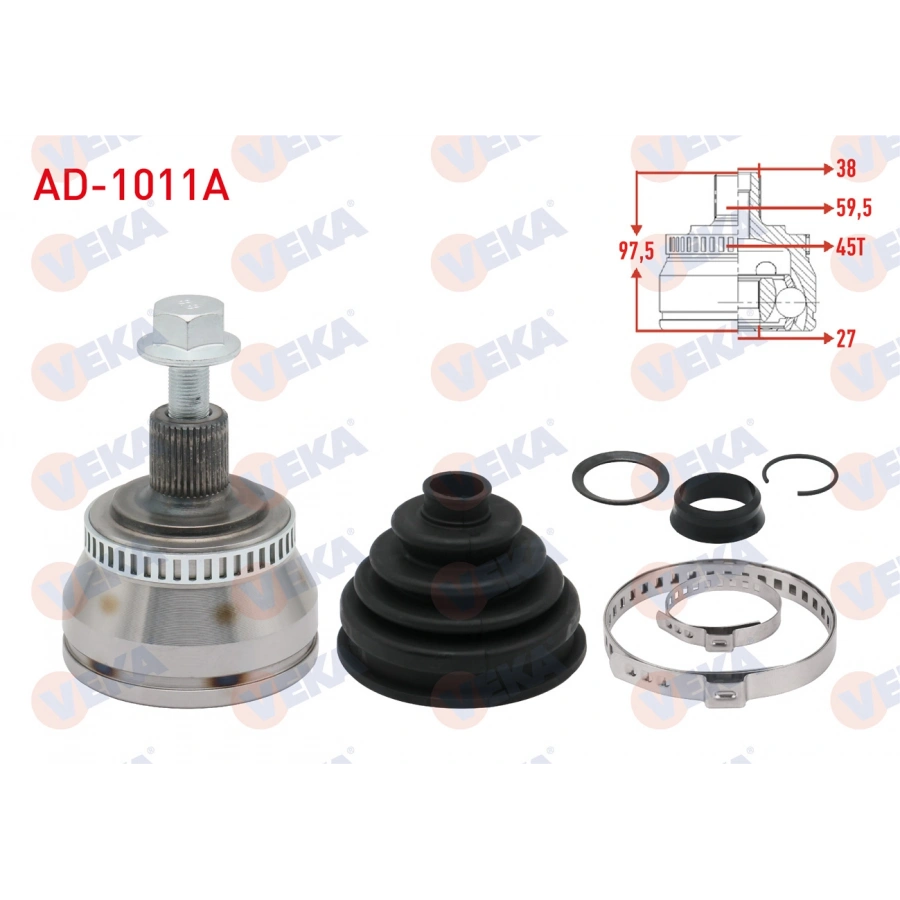 AKS KAFASI SOL-SAG ON DIS VOLKSWAGEN PASSAT (3B3) 1.9 TDI ABSLI 45 DIS 38X27X59,5 UZUNLUK 97,5mm 2000-2005