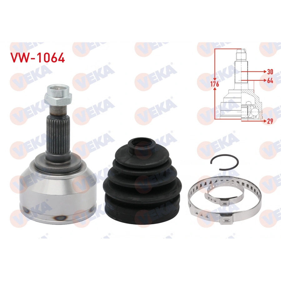 AKS KAFASI SOL-SAG ON DIS VOLKSWAGEN TOUAREG (7LA,7L6,7L7) 5.0 V10 TDI 30X29X64 UZUNLUK 176 mm 2002-2010