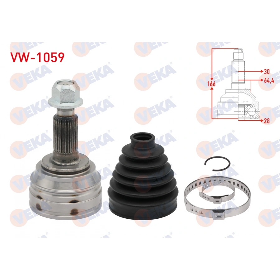 AKS KAFASI SOL-SAG ON DIS VOLKSWAGEN TOUAREG (7P5) 3.0 TDI V6 30X28X64,4 UZUNLUK 166mm 2010-