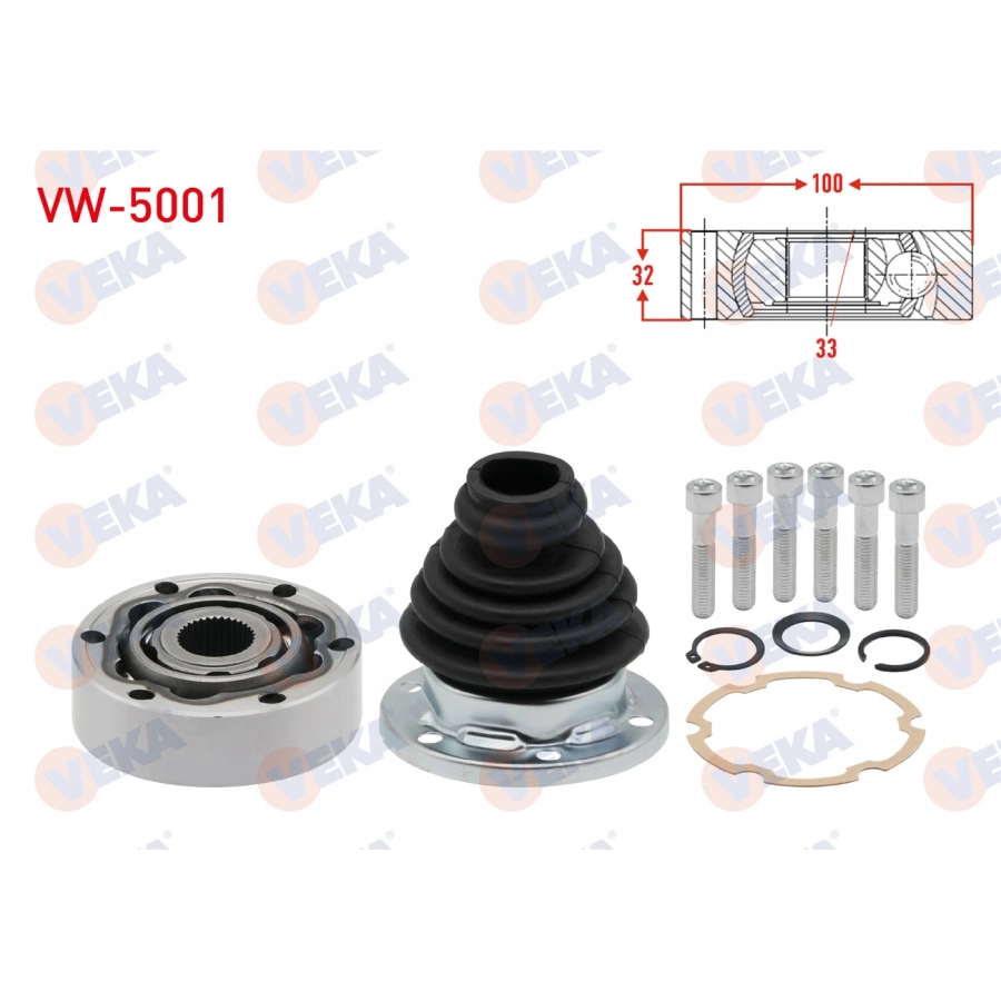 AKS KAFASI SOL-SAG ON IC 33X32X100 VOLKSWAGEN GOLF III (1H1) 1.8i 1991-1999