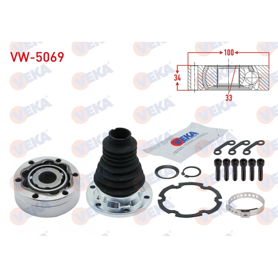 AKS KAFASI SOL-SAG ON IC 33X34X100 VOLKSWAGEN GOLF III (1H1) 1.9 D 1991-1999