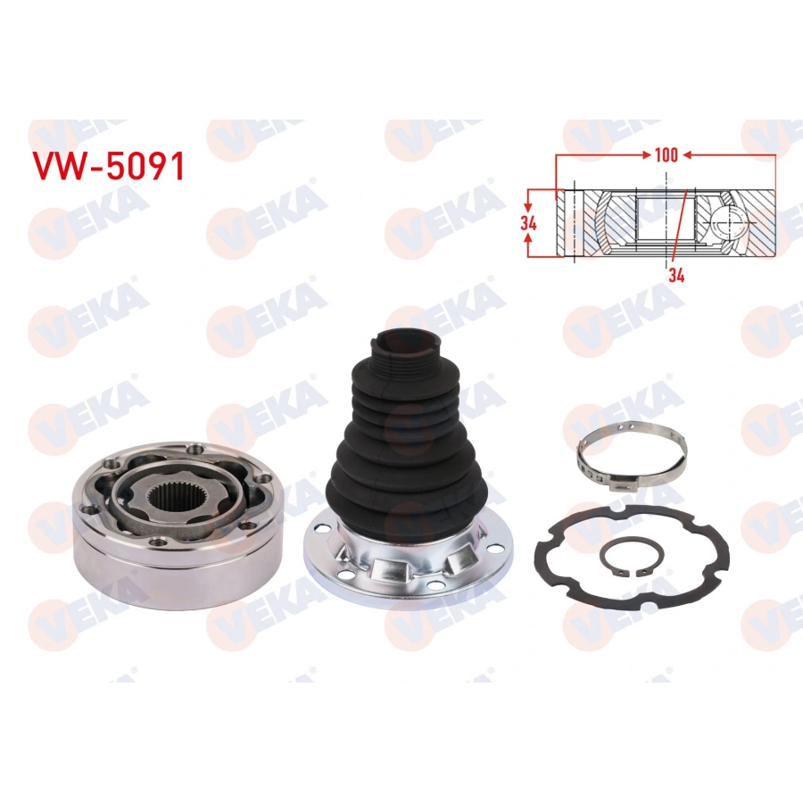 AKS KAFASI SOL-SAG ON IC 34X34X100 VOLKSWAGEN PASSAT B8 1.4 TSI, 1.6 TDI 2014- / SKODA SUPERB 1.4 TSI, 1.6 TDI, 2.0 TDI 2015- / KAROQ 1.6 TDI 2017- / SEAT ATECA 1.6 TDI 2016-