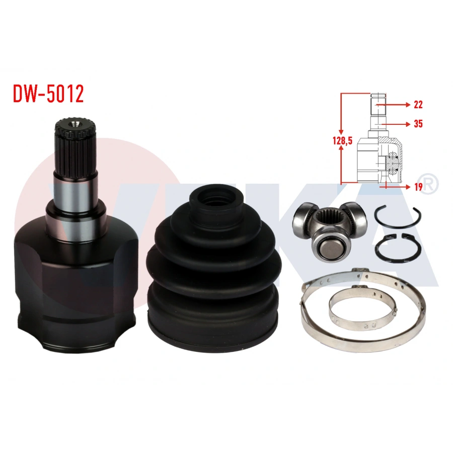 AKS KAFASI SOL-SAG ON IC CHEVROLET KALOS (T200) 1.2 22X19X35 UZUNLUK 128,5 mm 2003-2008