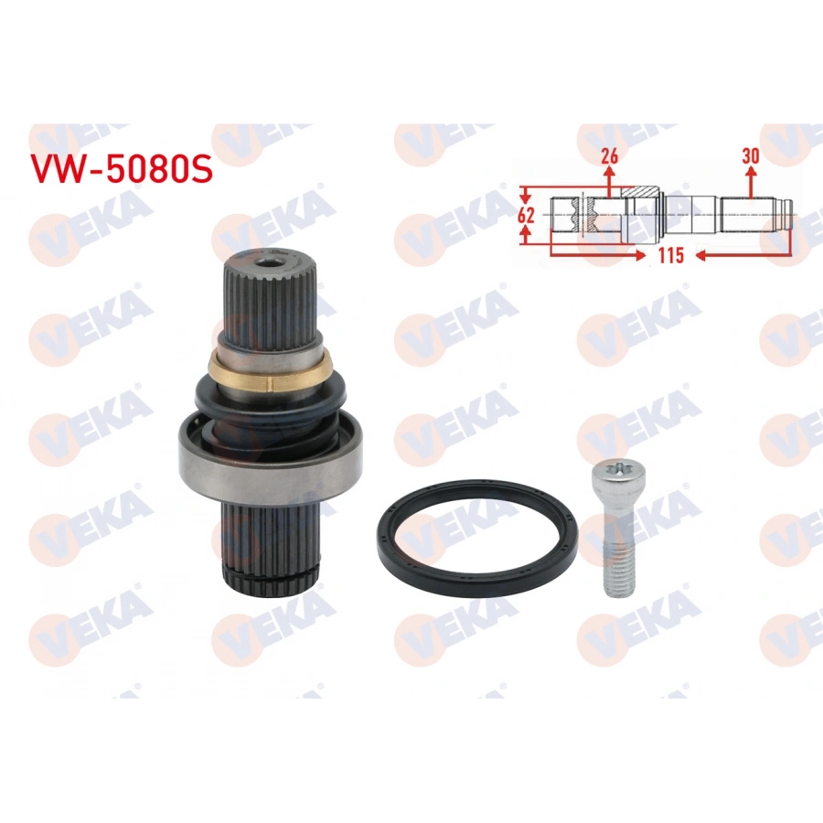 AKS KAFASI SOL-SAG ON IC FREZE EK MILI 26X30X62 UZUNLUK 115 mm VOLKSWAGEN TRANSPORTER V 2.5 TDI A-T 2003-2011