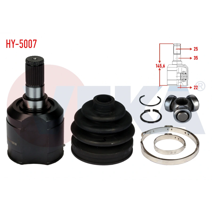 AKS KAFASI SOL-SAG ON IC HYUNDAI ACCENT I (X-3) 1.3i 25X22X35 UZUNLUK 145,6 mm 1994-2000