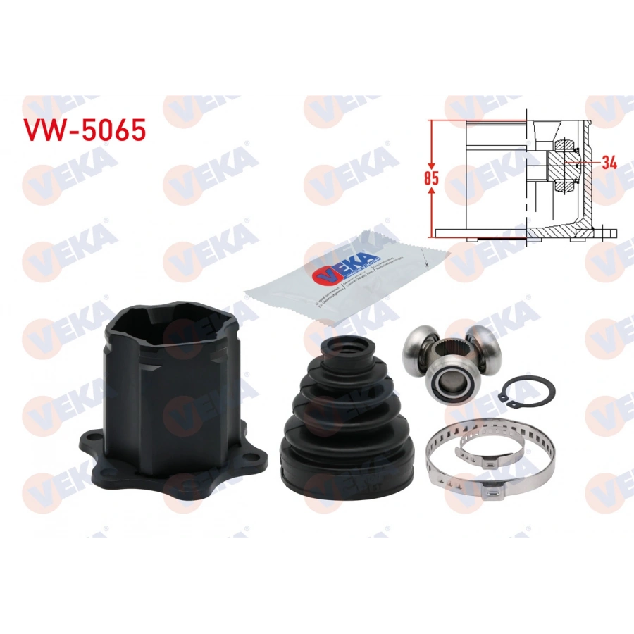 AKS KAFASI SOL-SAG ON IC VOLKSWAGEN GOLF V (1K1) 1.9 TDI DSG FREZE DIS 34 UZUNLUK 85mm 2003-2009