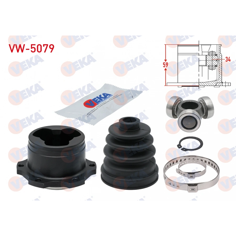 AKS KAFASI SOL-SAG ON IC VW GOLF IV 1.6i 16v A-T FREZE DIS 34 UZUNLUK 59mm 1997-2005/ GOLF IV 1.9 TDI 1997- 2005/ GOLF III 1.6i 1991-1999/ GOLF III 1.8i 1991-1999/ POLO CLASSIC 1.4 - 1.6 1995-2001