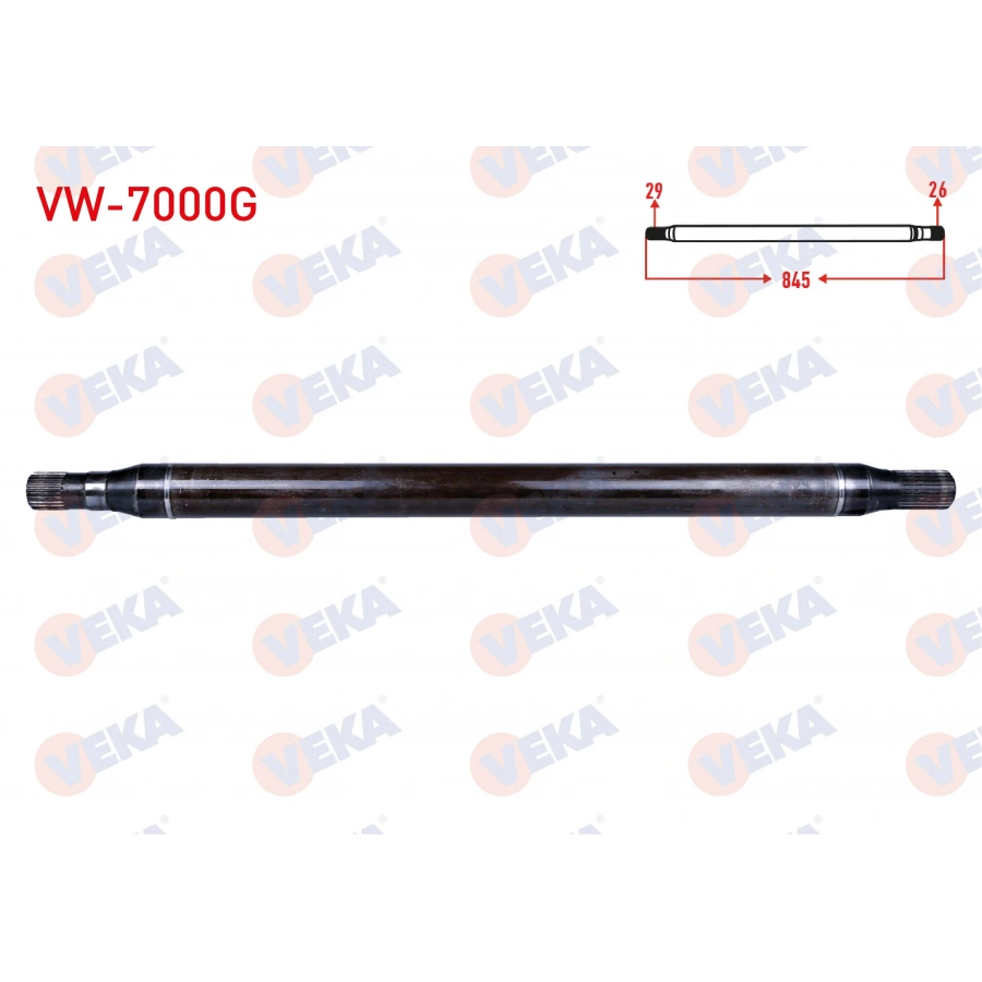 AKS MILI ARKA SOL PORYALI (CIVATALI) INCE 29X26 UZUNLUK 890mm VOLKSWAGEN CRAFTER 2.5 TDI 2006-2016 / MERCEDES SPRINTER 2006-