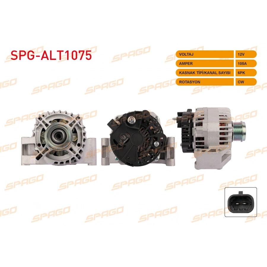 ALTERNATOR 12V 105A 6PK (ALT4428) ASTRA H 05-10 - CORSA D 06-14 - MERIVA 10-14 (1.3 CDTI ARACLAR ICIN)