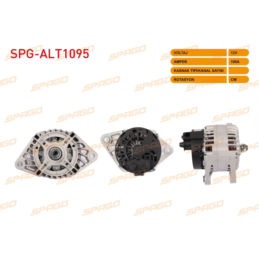 ALTERNATOR 12V 105A 6PK (ALT488) DOBLO 00-07 - STILO 01-08 - BRAVO 01-04 / ALFA 147 - 156 (1.9 JTD KLIMALI ARACLAR ICIN)