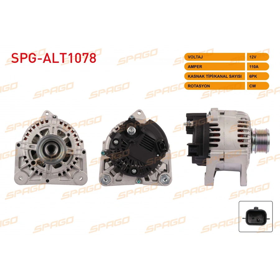 ALTERNATOR 12V 110A 6PK CLIO II III - MEGANE I II III - LAGUNA - FLUENCE (1.4 1.6 BENZIN 1.5 dCi ARACLAR ICIN)