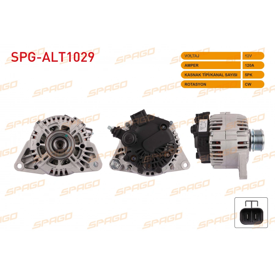 ALTERNATOR 12V 120A 5PK (ALT8920) ACCENT 02-10 - i30 07-12 / RIO 05-11 - CEED 06-12 (DIZEL ARACLAR ICIN)