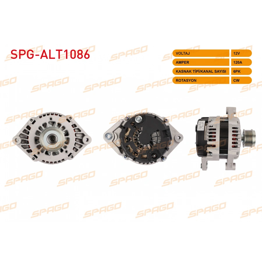 ALTERNATOR 12V 120A 6PK (ALT1240) CAPTIVA 07-14 / ANTARA 07-11 (F-L UCLU) (2.0 DIZEL ARACLAR ICIN)
