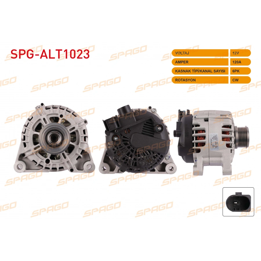 ALTERNATOR 12V 120A 6PK (ALT8124) FOCUS III - FIESTA VI - COURIER 14-23 - CONNECT 13-22 (DIZEL ARACLAR ICIN)