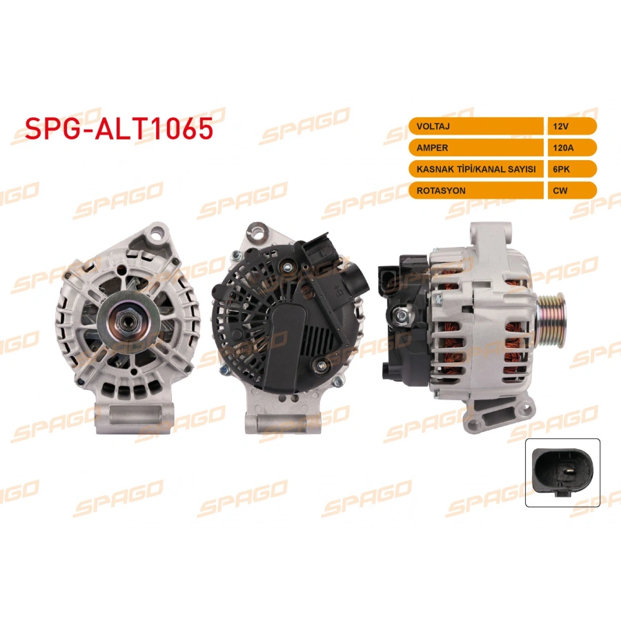 ALTERNATOR 12V 120A 6PK FOCUS III - FIESTA 08-18 - MONDEO 07-15 (1.4 1.6 BENZINLI ARACLAR ICIN)