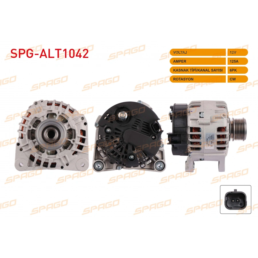 ALTERNATOR 12V 125A 6PK CLIO II - KANGOO - MEGANE II / DUSTER - LOGAN (1.5 dCi ARACLAR ICIN)