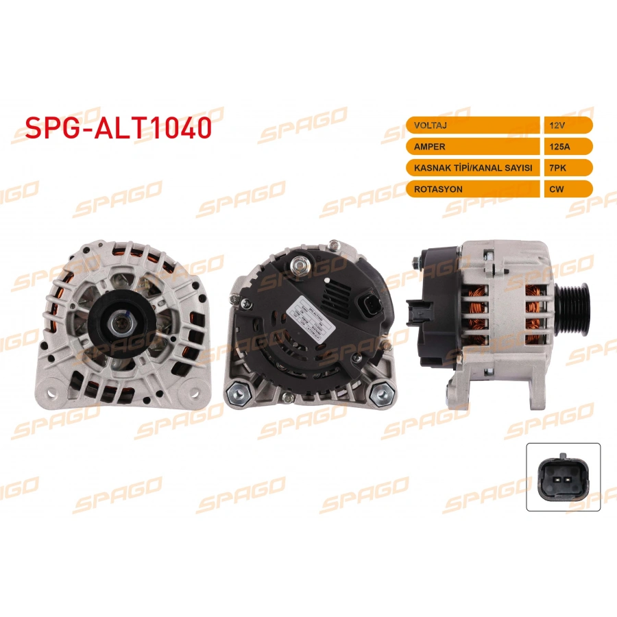 ALTERNATOR 12V 125A 7PK (ALT873) MEGANE II - SCENIC II - LAGUNA II (1.9 dCi 2.0 BENZINLI ARACLAR ICIN)