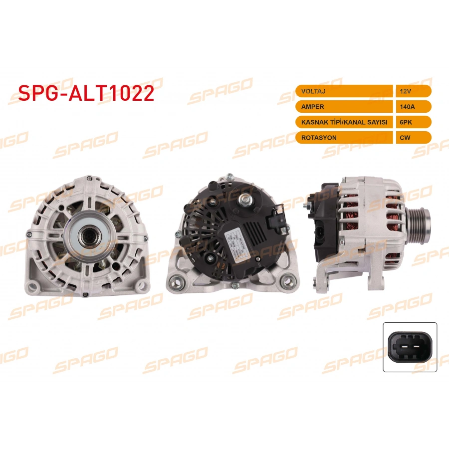ALTERNATOR 12V 140A 6PK (ALT8880) ASTRA J 09-15 - INSIGNIA A 08-17 (1.6 BENZINLI ARACLAR ICIN)