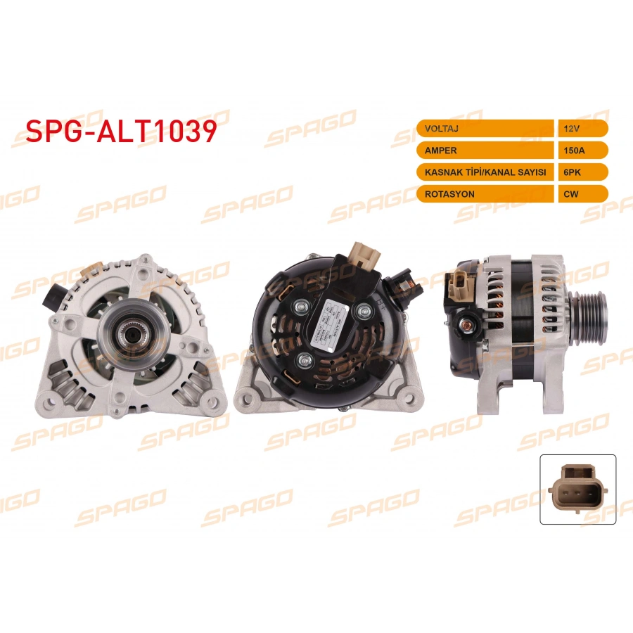 ALTERNATOR 12V 150A 6PK (ALT3110) FOCUS II 04-12 - FIESTA 04-08 - KUGA 08-12 (1.6 2.0 TDCI ARACLAR ICIN)