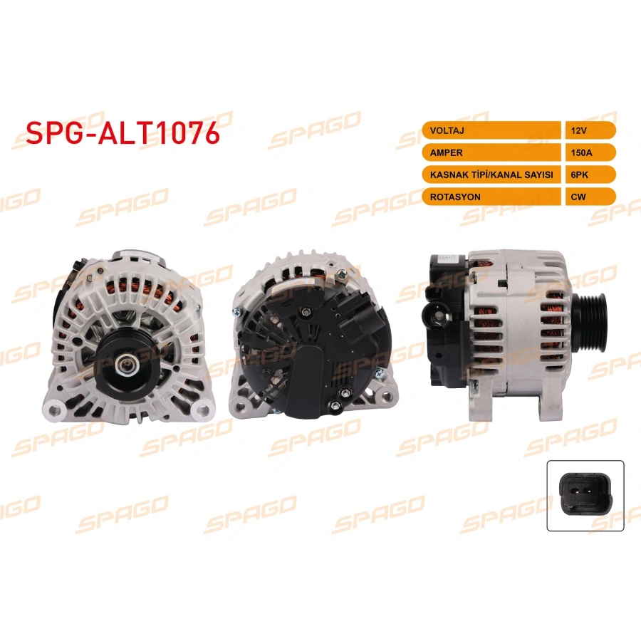 ALTERNATOR 12V 150A 6PK (ALT887) 307 00-08 - PARTNER 2.0 HDI 00-08 / C3 1.4 HDI 02-08 - BERLINGO 2.0 HDI 00-11