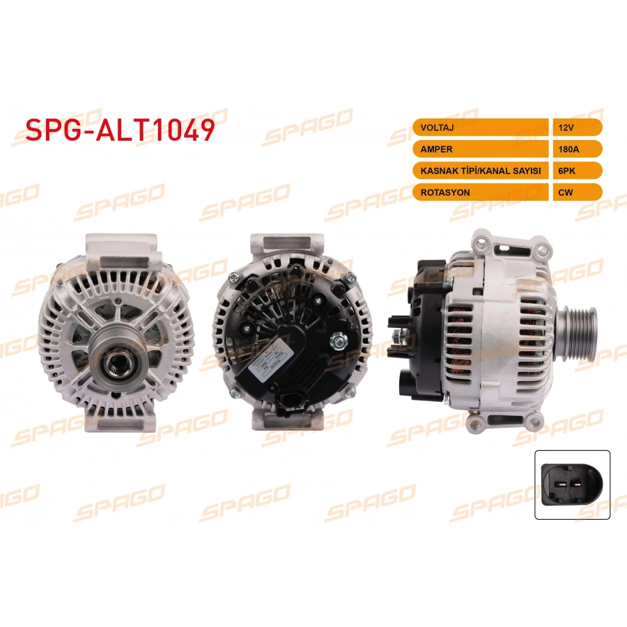 ALTERNATOR 12V 180A 6PK (ALT8800) SPRINTER (906) 06-16 / VITO (W639) 03-14 / VIANO (W639) 03-10