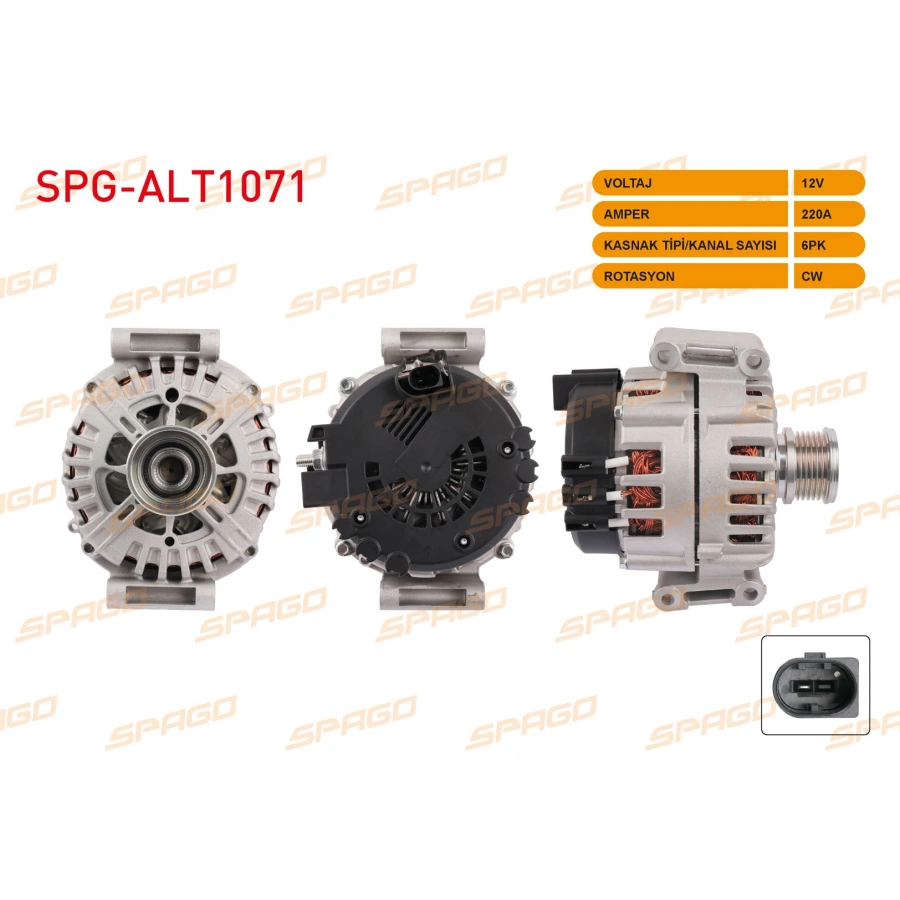 ALTERNATOR 12V 220A 6PK (ALT8820) SPRINTER (B906) 2006- (MANUEL KLIMALI ARACLAR ICIN)
